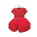 Petit | Abito rosso bambina con piume