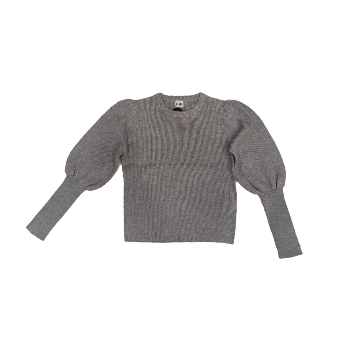 Maglione manica palloncino grigio/bianco ragazza