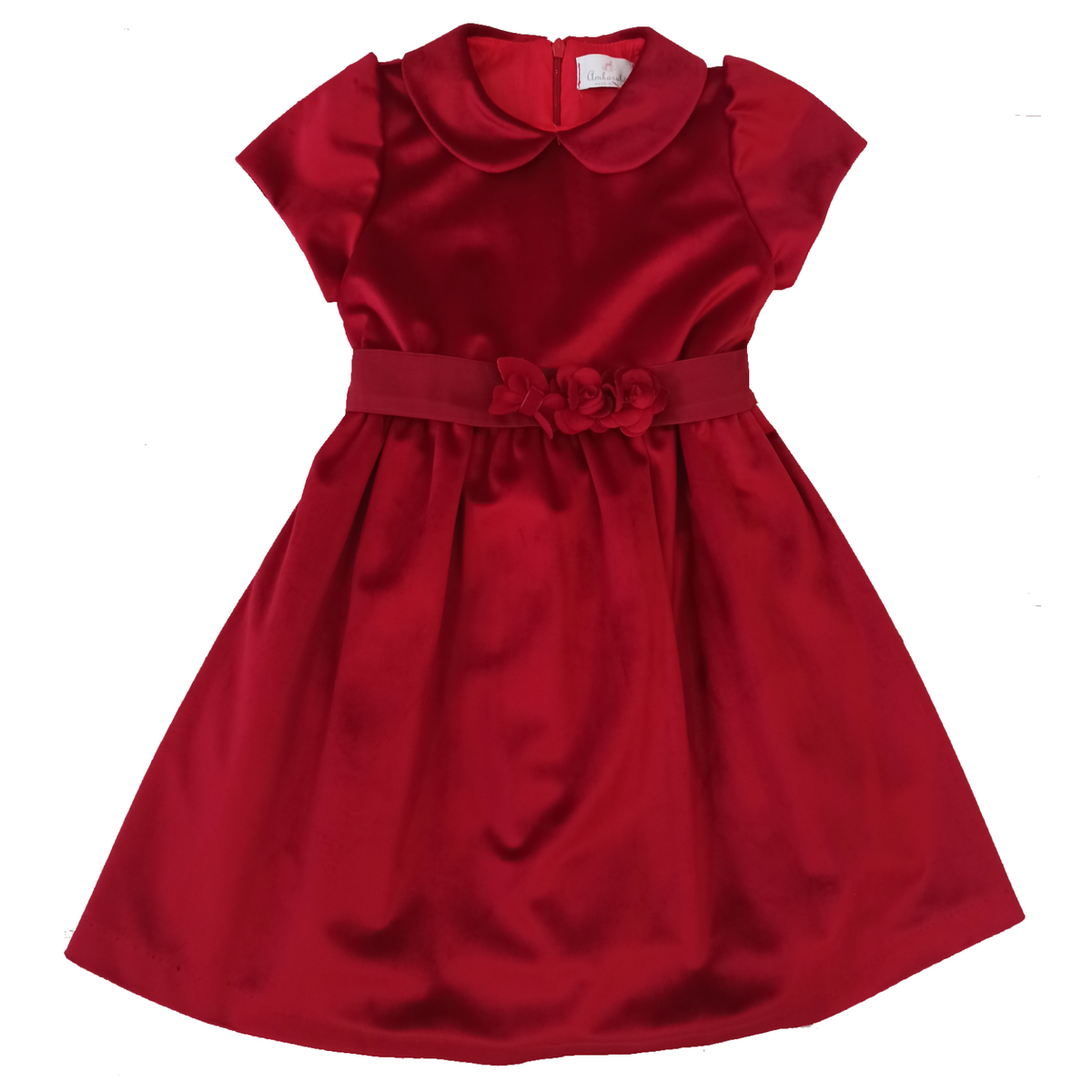 Ambarabà | Abito velluto rosso bambina