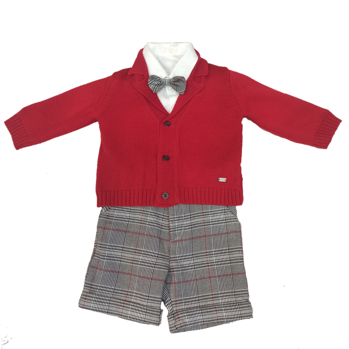 Ninnaoh | Completo scozzese grigio rosso bambino