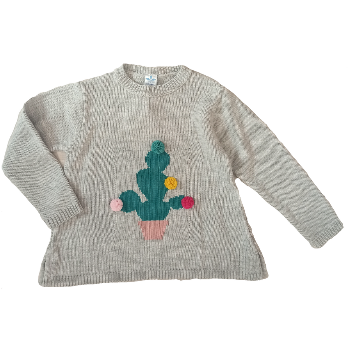 Maglione grigio cactus bambina
