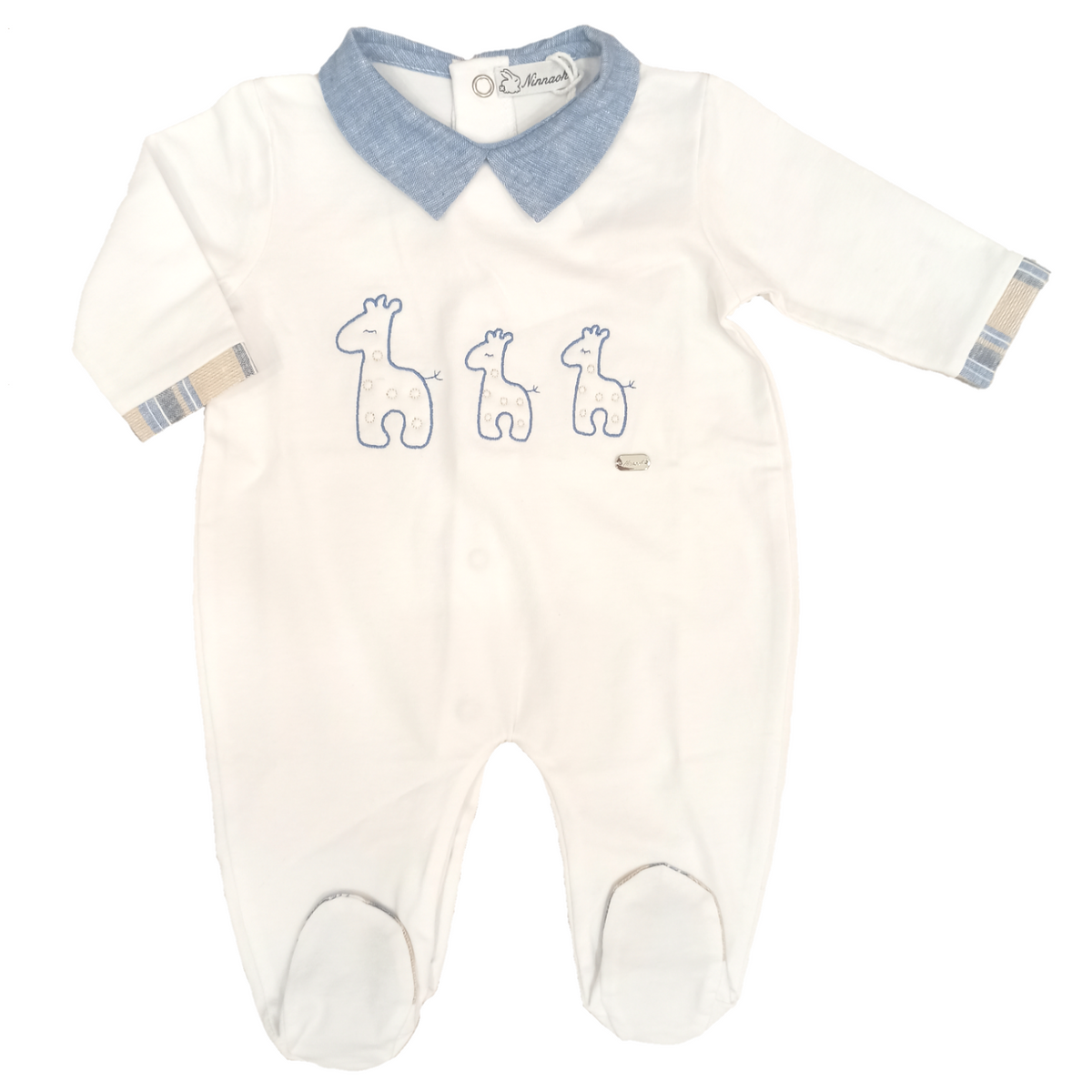 Ninnaoh | Tutina neonato giraffe beige azzurra