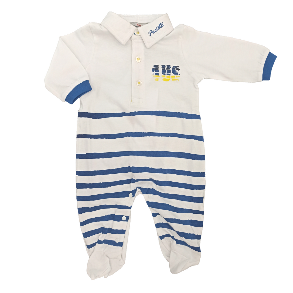 Paciotti | Tutina bianca azzurra righe