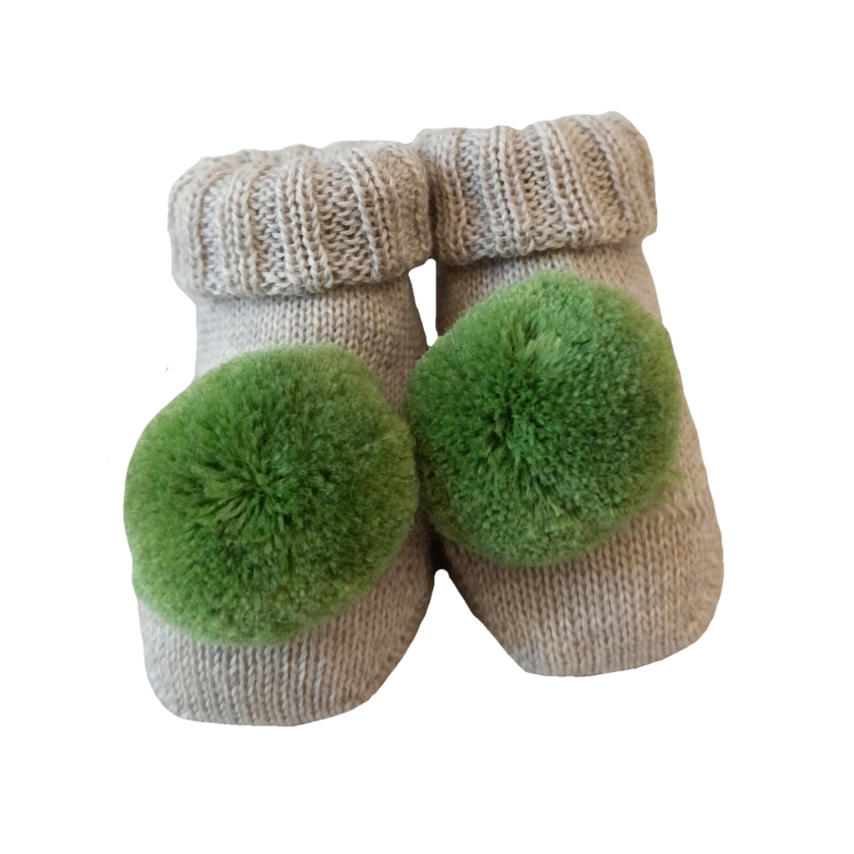 Bebè di Almy | Scarpine lana neonato ponpon verde