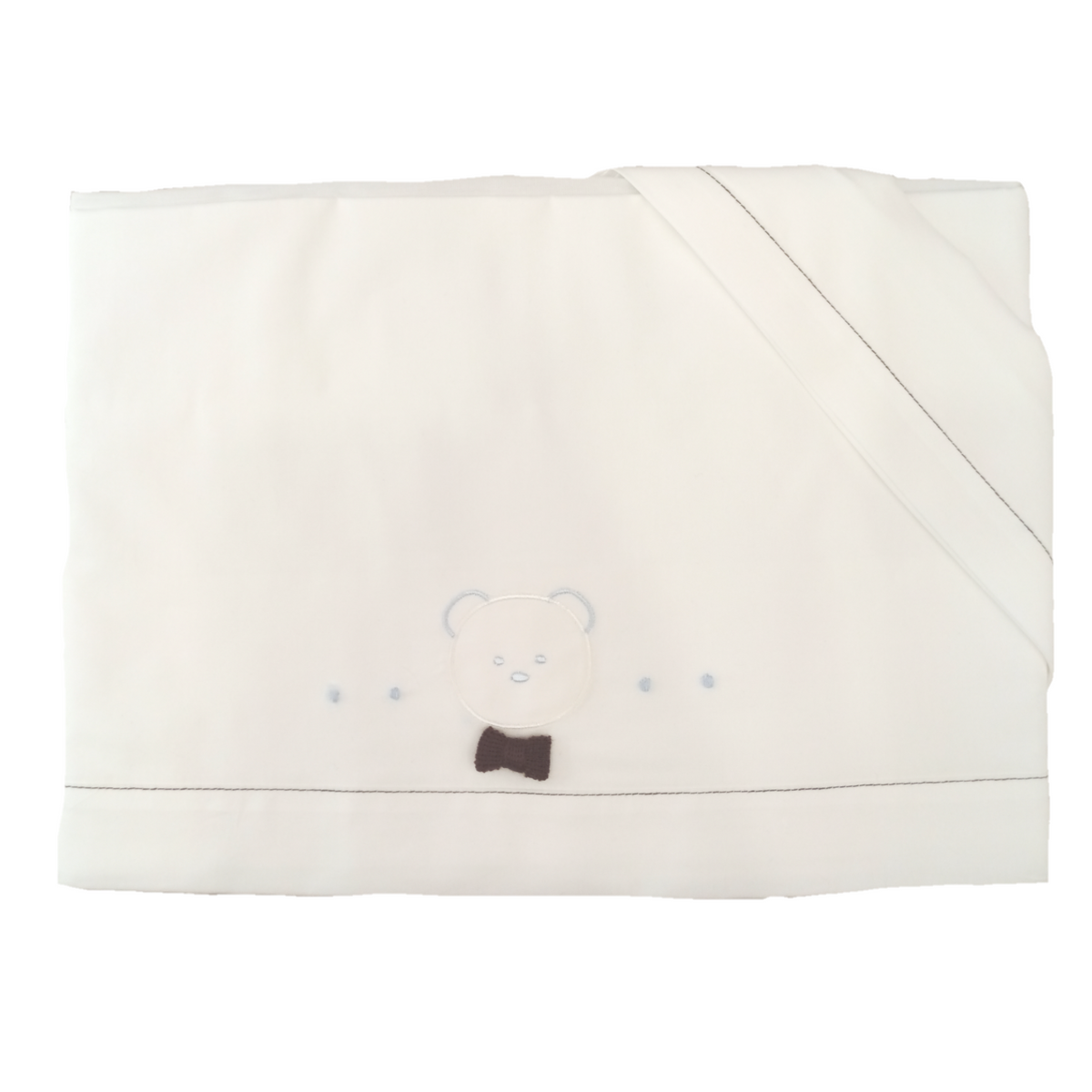 Lenzuolo carrozzino bianco orsetto papillon marrone