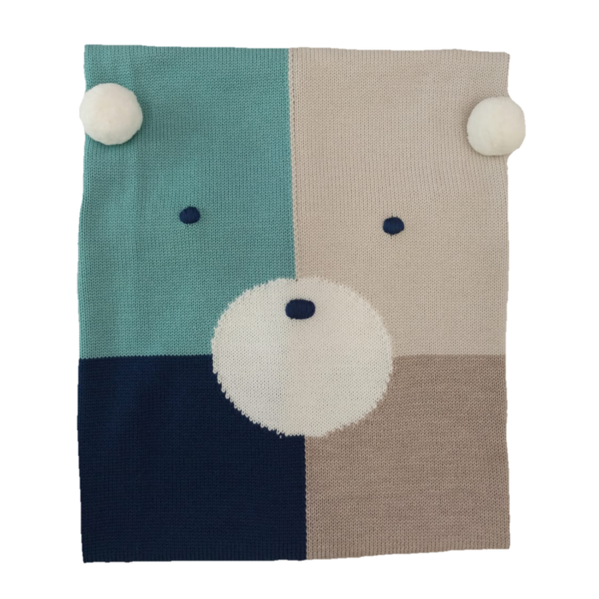 Coperta lana orsetto beige verde blu