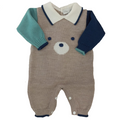 Tutina neonato orsetto beige verde blu