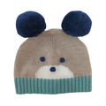 Cappellino lana orsetto beige verde blu