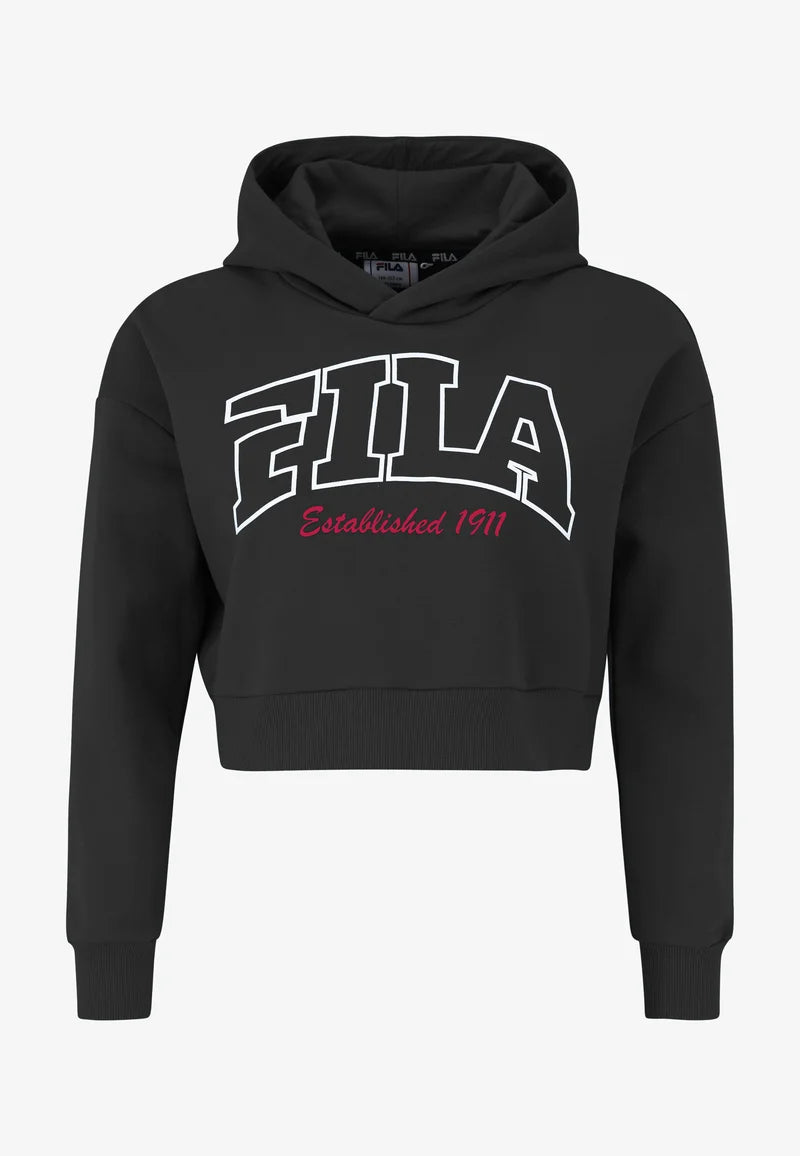 Fila | Felpa cropped nera cappuccio