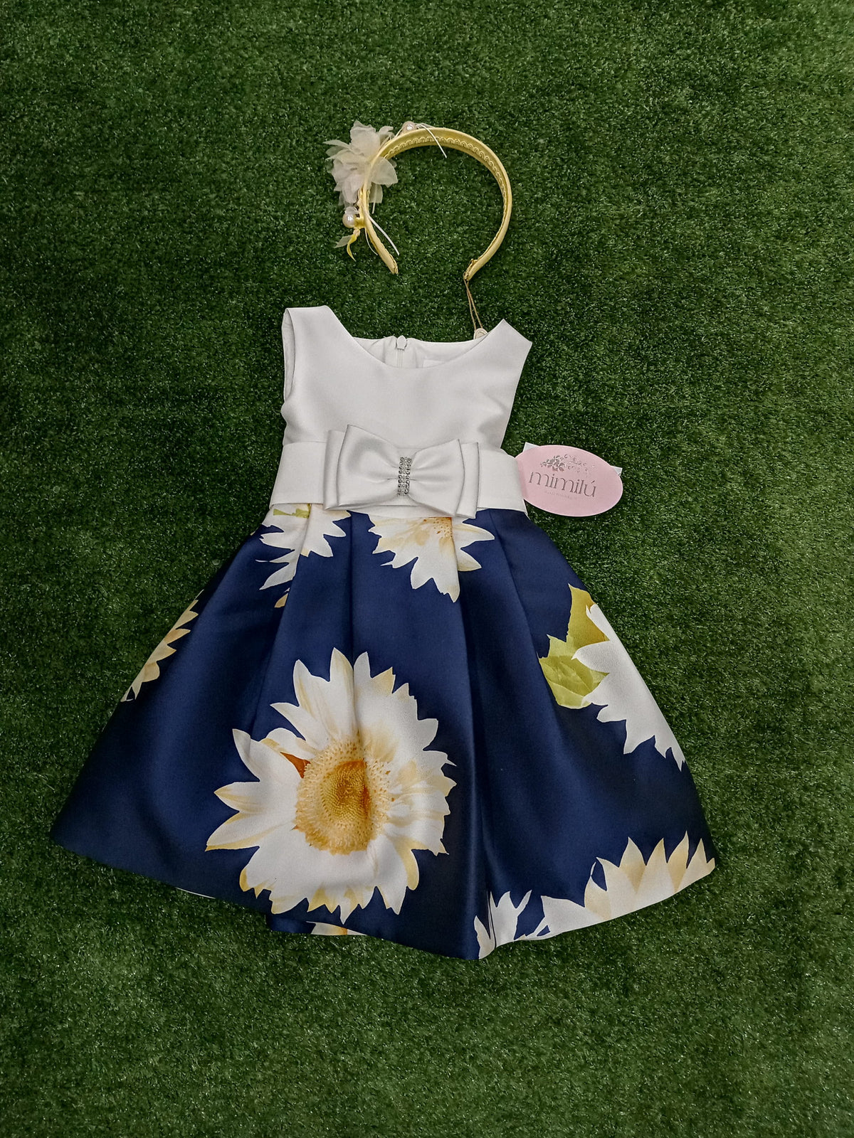 Mimilù | Abito cerimonia blu margherite