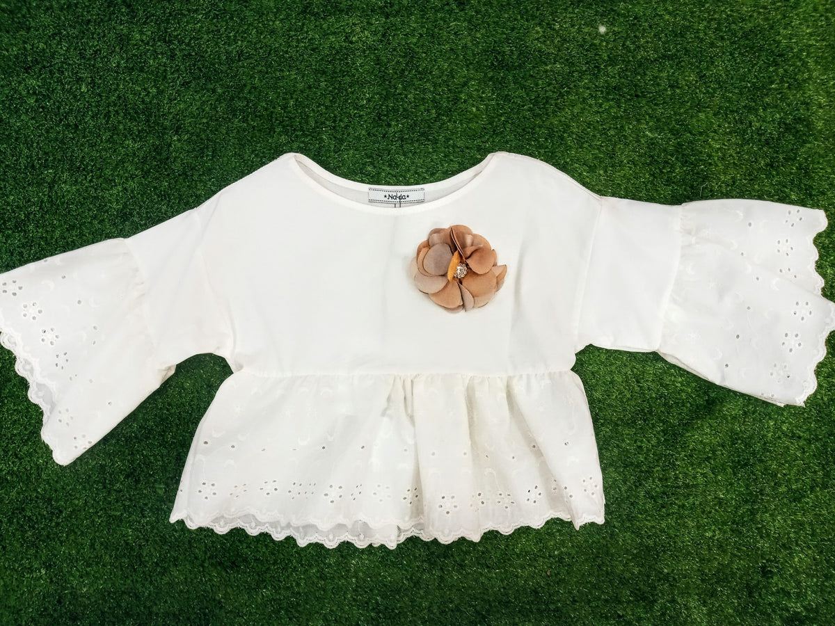 Naida | Camicia sangallo fiore oro