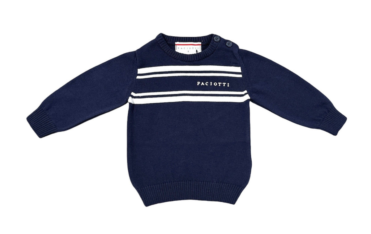 Paciotti | Maglione blu girocollo cotone
