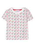 Trussardi | T-shirt logata bianca con rosso e celeste