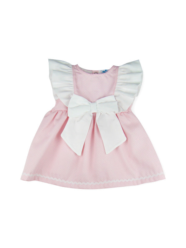Abito neonata cotone rosa con fiocco