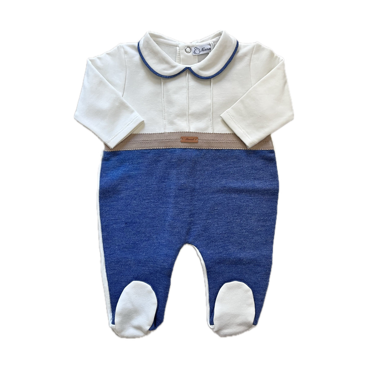 Ninnaoh | Tutina bianca blu neonato