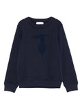 Trussardi | Felpa bambino blu logo floccato