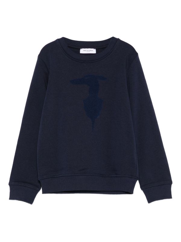 Trussardi | Felpa bambino blu logo floccato