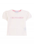 Trussardi | T-shirt bianca rosa manica sbuffo