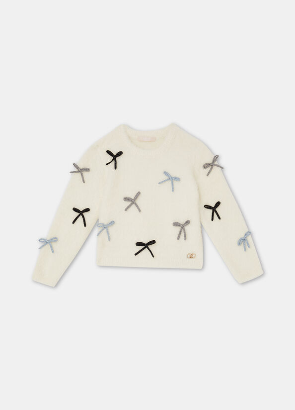 Liujo | Maglione bianco fiocchetti 