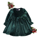 Ambarabà | Abito velluto verde bambina