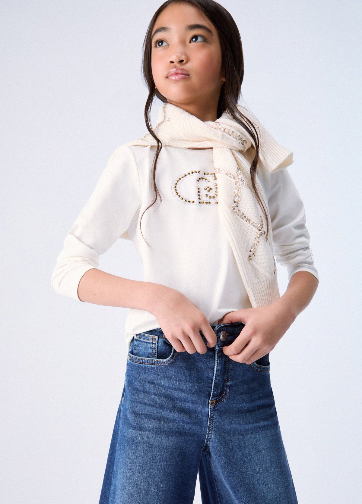 LiuJo | T-shirt bianca logo strass