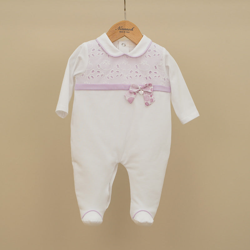 Ninnaoh | Tutina neonata bianco lilla