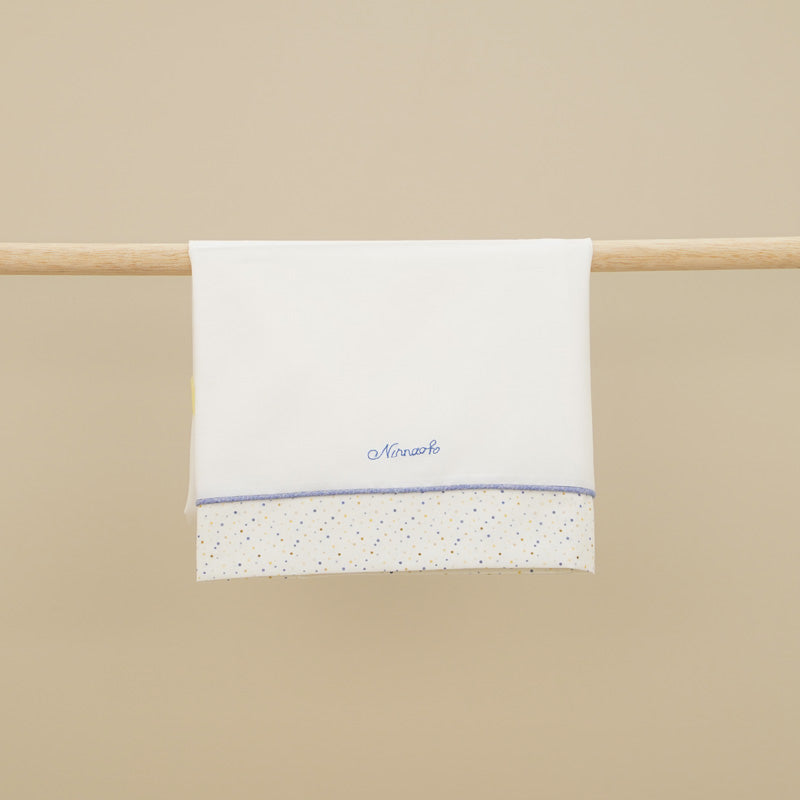 Lenzuolo carrozzino bianco azzurro pois Ninnaoh