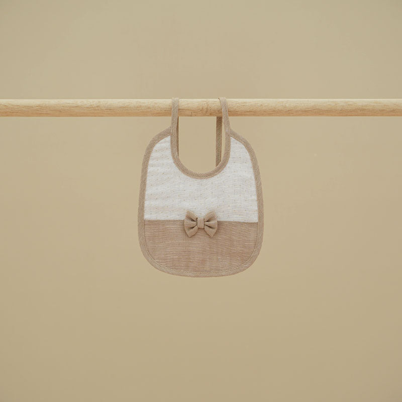 Bavetta bianca beige lino neonato