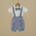 Ninnaoh | Completo salopette lino blu denim