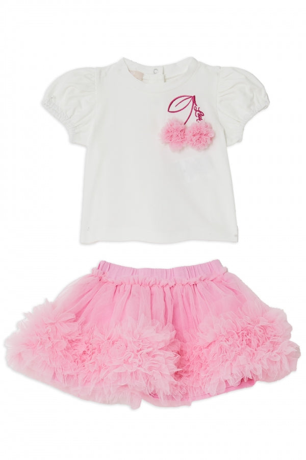 Liujo | Completo neonata t-shirt + gonna tulle rosa
