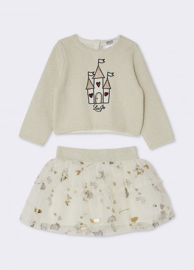 LiuJo | Completo maglia + gonna tulle oro