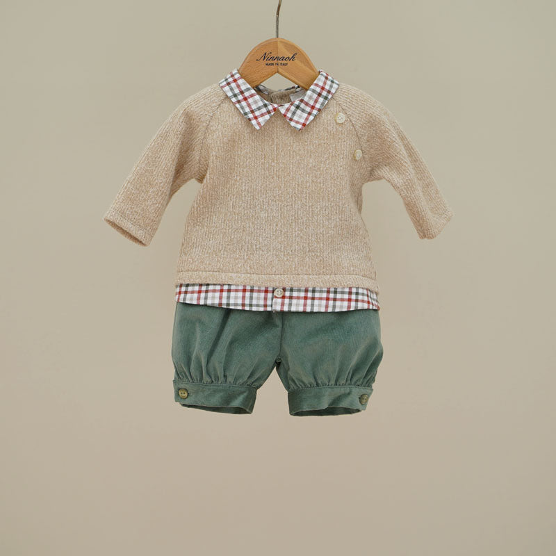 Ninnaoh | Completo neonato maglione bermuda