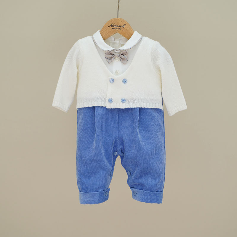 Ninnaoh | Tutina con giacchino lana bianco azzurro