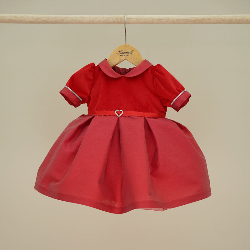 Ninnaoh | Abito rosso velluto neonata