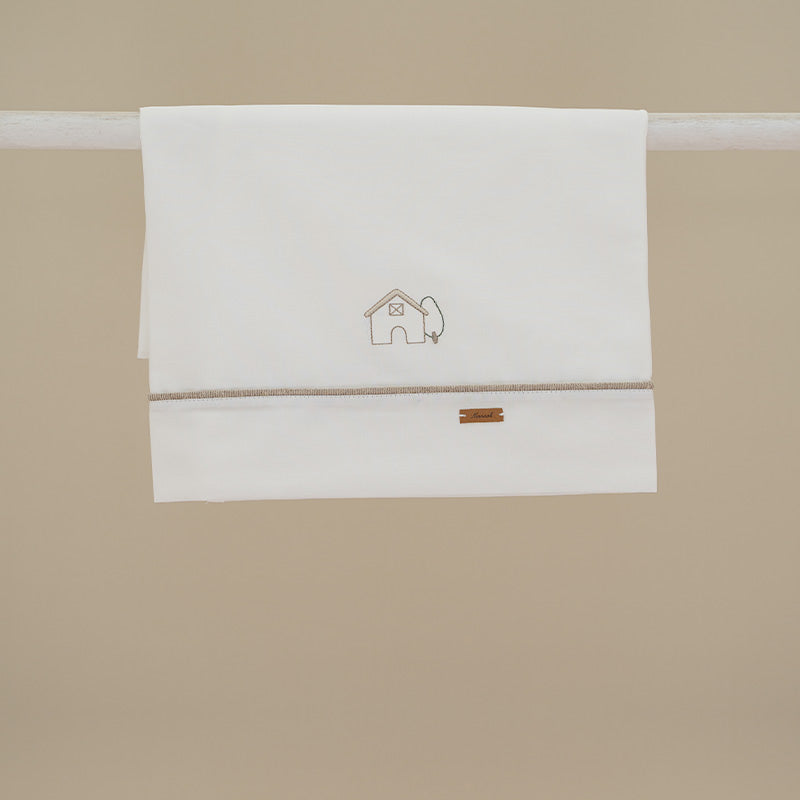 Ninnaoh | Lenzuolo bianco beige casetta