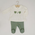 Ninnaoh Pure Love | Completo nascita panna verde cuori