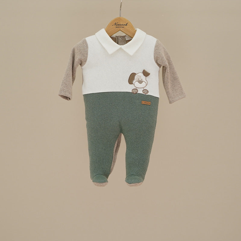 Ninnaoh | Tutina panna verde beige cagnolino
