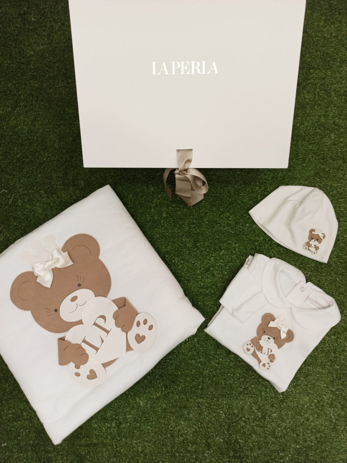 La Perla | Set nascita neonata orsetto bianco cotone