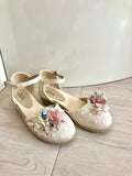 Juana Sanchez | Espadrillas bambina bianca fiori azzurri