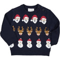 Maglione blu Babbo Natale bambino/a
