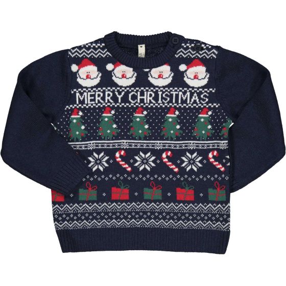 Maglione blu Merry Christmas bambino/a