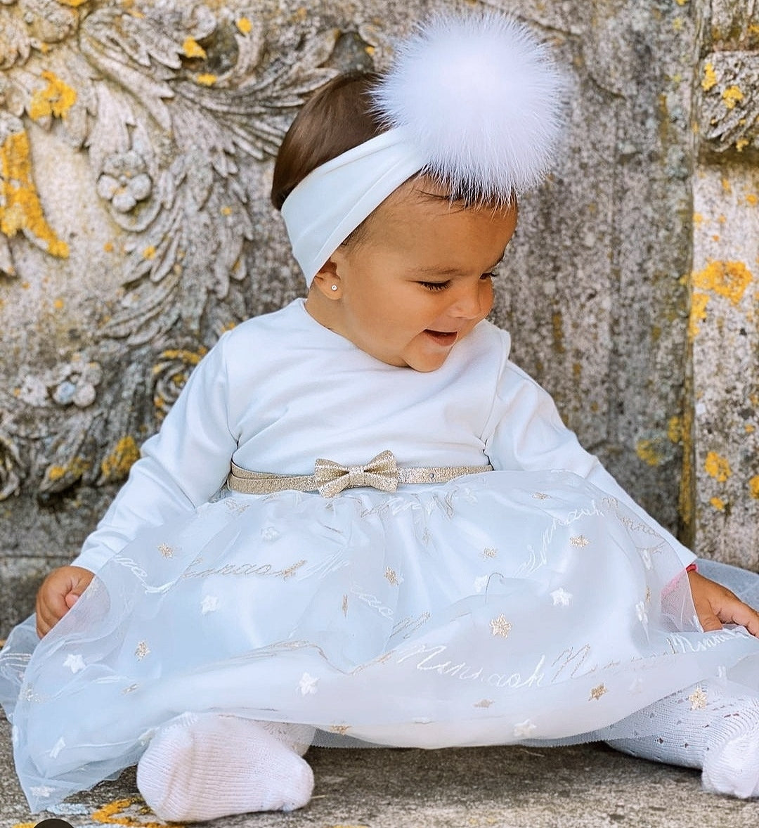 Ninnaoh | Vestito bianco oro stelline