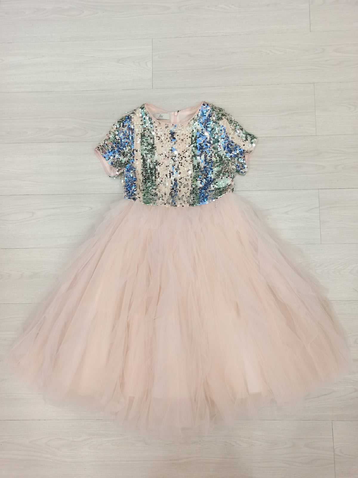 Petit | Abito cerimonia paillettes rosa cipria