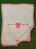 Coperta lana rosa antico beige frange