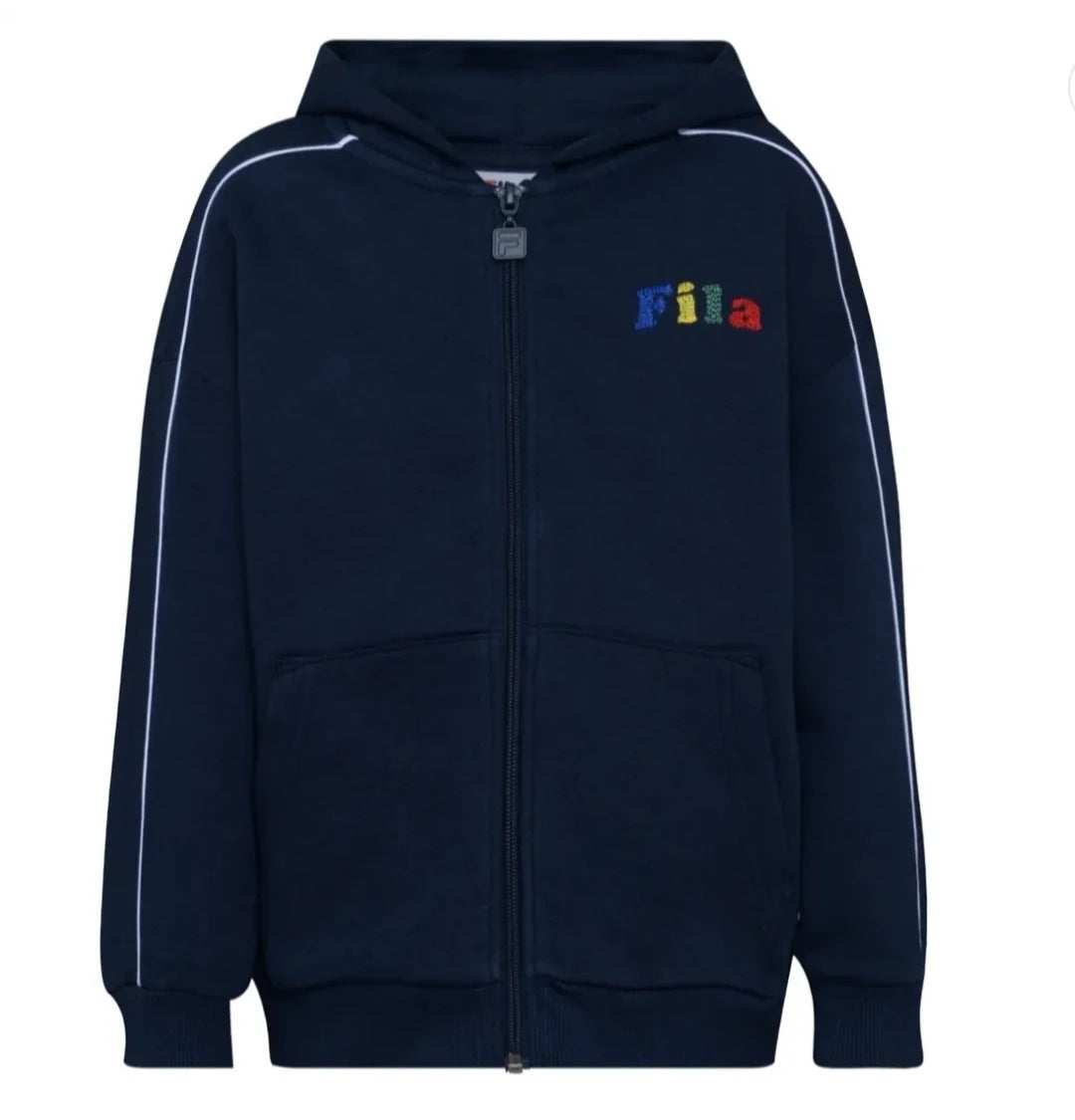 Fila | Felpa bambino zip blu cappuccio
