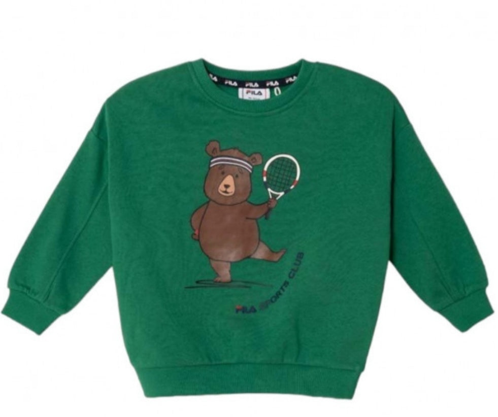 Fila | Felpa verde orsetto girocollo
