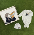 La Perla | Set nascita ciniglia celeste trenino