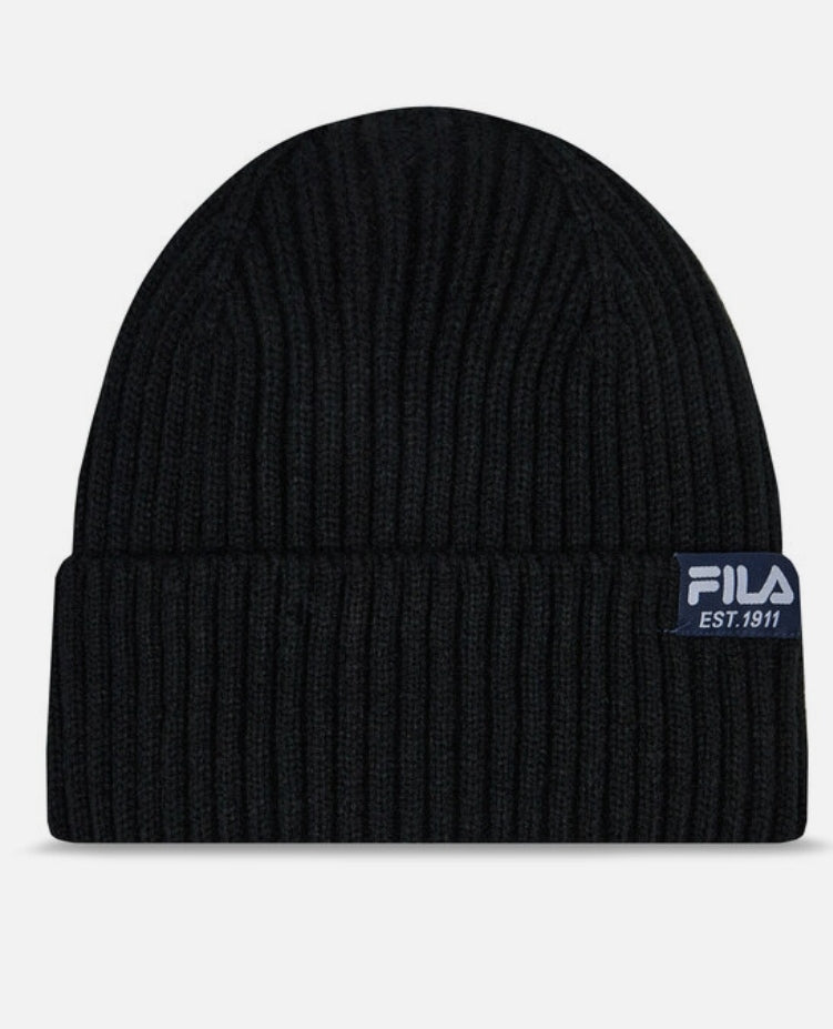 Fila | Cappello nero a coste risvolto