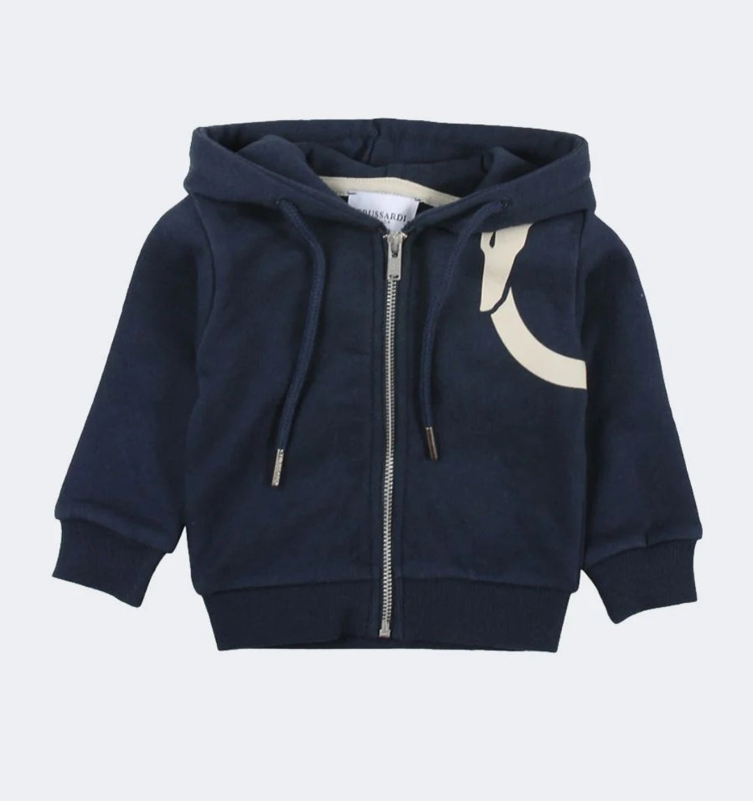 Trussardi | Felpa blu zip cappuccio neonato