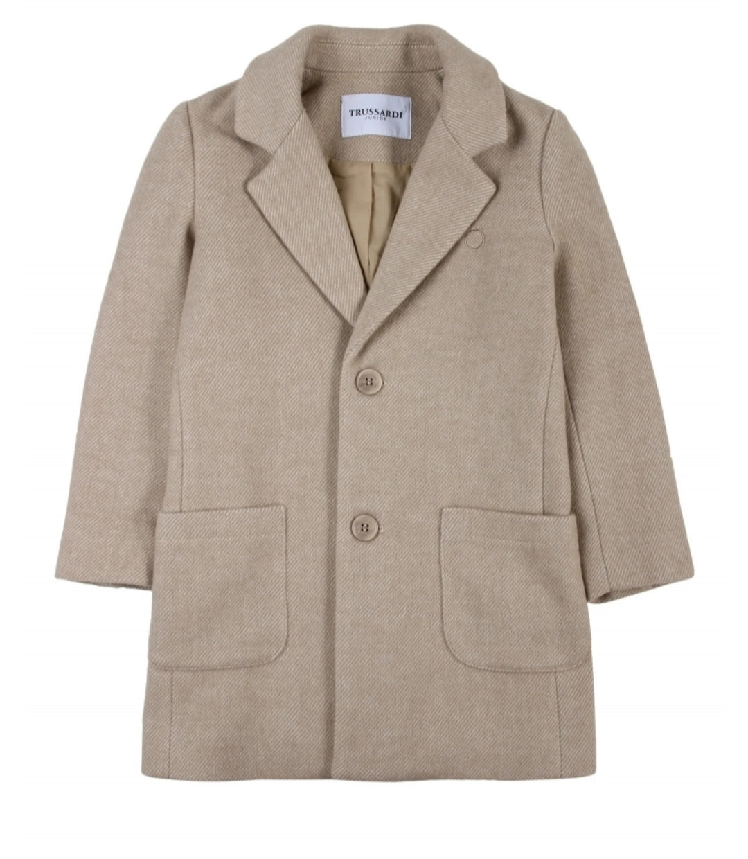 Trussardi | Cappotto chesterfield bambino beige spigato